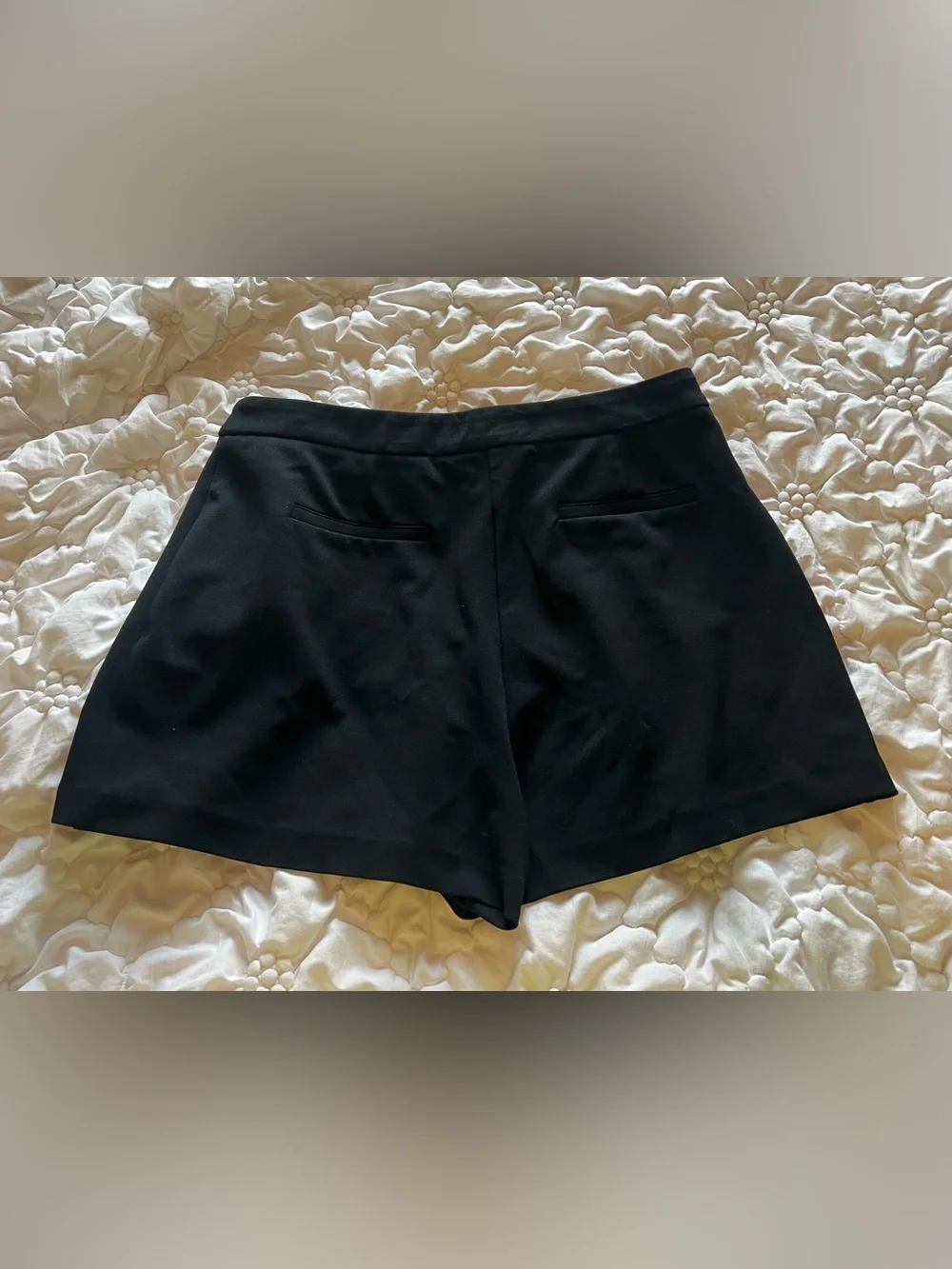 Michael Kors Black High-Waist Pleated Shorts with Gold Button